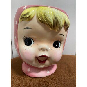 RARE NAPCO PINK "MISS CUTIE PIE" COOKIE JAR VINTAGE COLLECTIBLE - NO LID